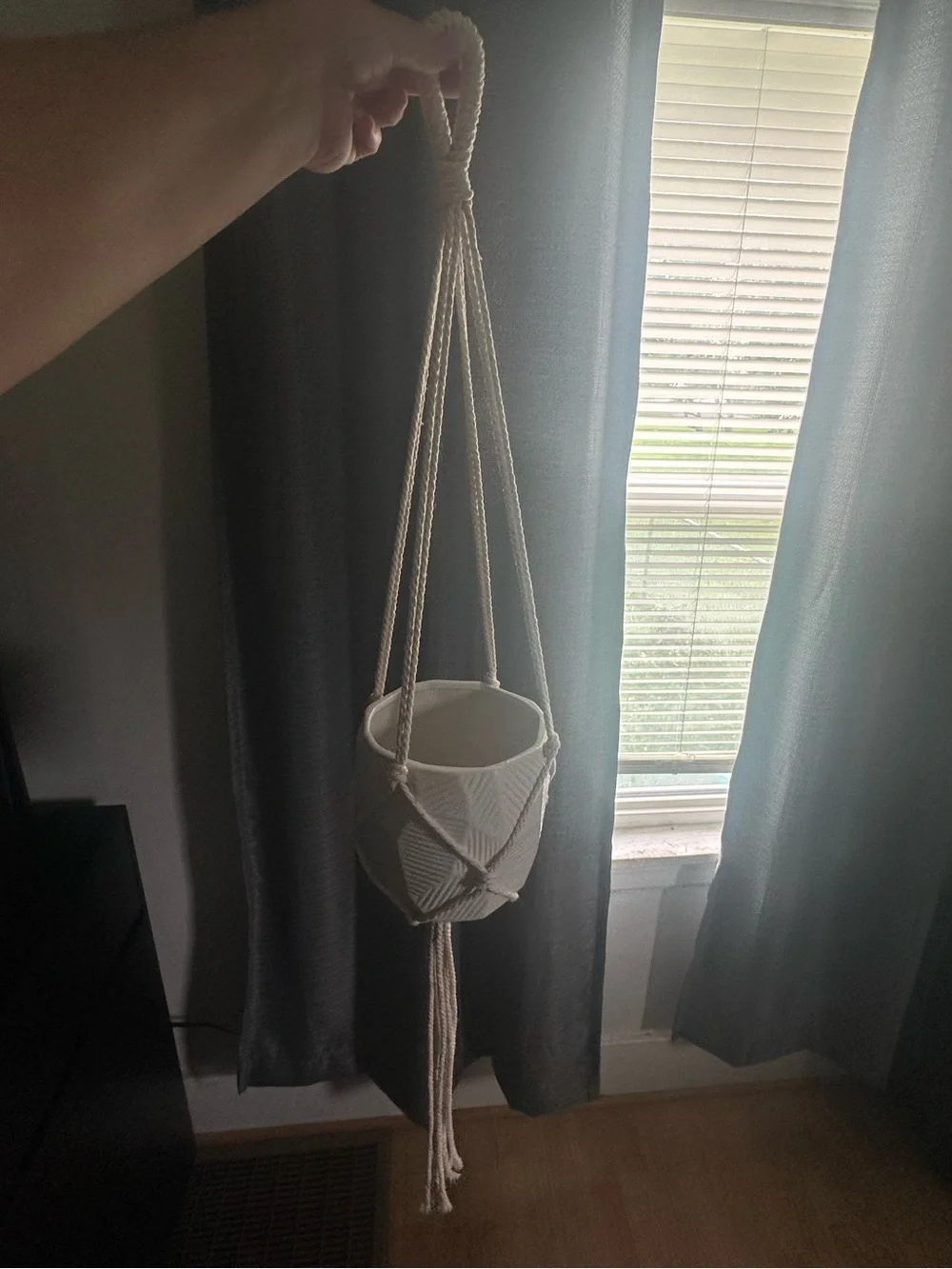 Neutral Cotton Macramé Hanging Plant Holder - Home Accents